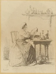 Maid Polishing at the Table