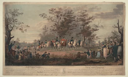 Prince Regent, William III of Prussia, Alexander I, General Blücher and Hetman Platov review troops