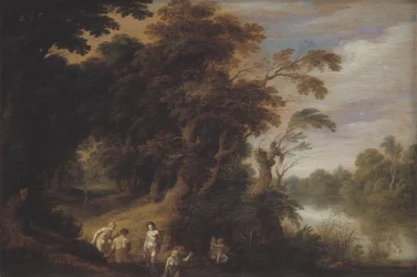 Wooded Landscape with Bathing Nymphs