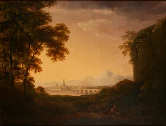 Figures in a Wooded Italian Landscape