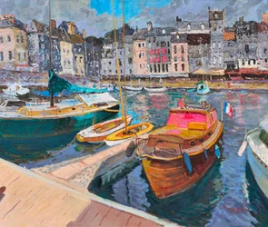 Colorful Harbor Boats