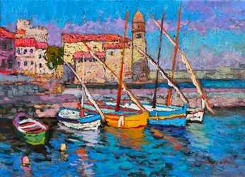 Colorful Harbor Boats