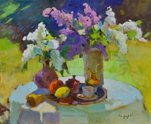 Lilacs and Fruit Outdoors