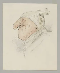Caricatured Head of a Man with a Nightcap