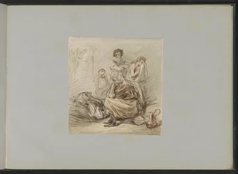 Mourning Figures by a Reclining Man