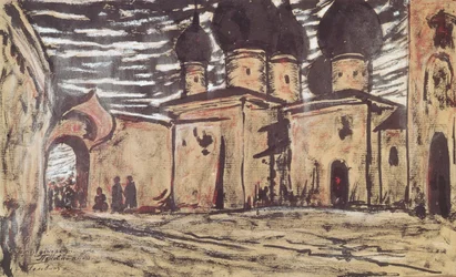 Stage design for the opera The Pskov Maiden by N. Rimsky-Korsakov