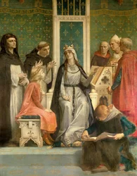 The White Queen of Castile gives a lecture to the future King Louis IX (Saint Louis) (1214-1270) child. Painting by Alexandre Cabanel (19th century)