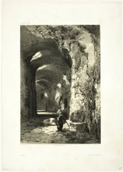 Ruin of an Amphitheatre at Pouzzoles (Kingdom of Naples) (plate 9 from Oeuvres de A. Calame)
