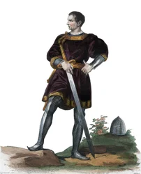Portrait of Olivier V by Clisson (1336-1407), French Constable. Illustration from 