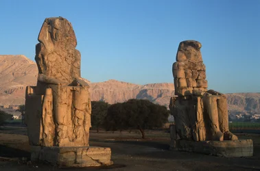 Statues of Amenhotep III, Colossi of Memnon, ancient Thebes, Egypt