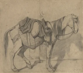 Standing Packhorse with Side Baskets and a Jug