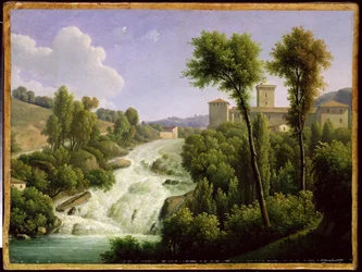 View from the Ile de Sora above the Waterfalls of the Chateau