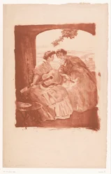 Two Spanish Women with Guitar and a Parrot