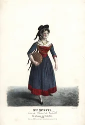 Actress Mademoiselle Minette or Jeanne-Marie-Francoise Menestrier as Francoise in Nicolas Remi by Sewrin, Theatre du Vaudeville