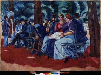 Under Pink Shade. Painting by Alexei Alexeyevich Morgunov (Morgounov) (1884-1935), oil on canvas