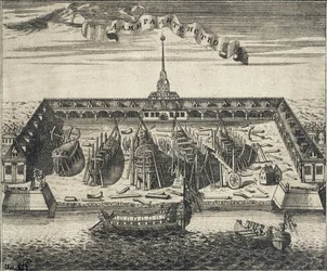 View of the Admiralty Shipyard in St. Petersburg, 1717