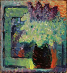 Large Still Life Lilac Bouquet in Vase