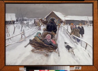 Sleigh ride during Shrovetide - Painting by Alexei Stepanovich Stepanov (1858-1923)