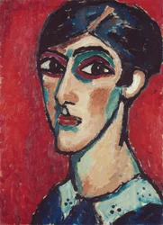 Elongated Head in Reddish Brown (Large Female Head on Red)