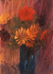 Large Still Life: Red and Yellow Dahlia