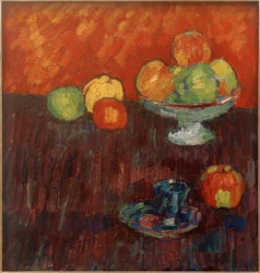 Still Life with Apples and Blue Cup