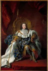 Portrait of Louis XV (1710-1774) as a child on his throne, wearing coronation dress and insignia, 1723. Dimensions: 2.26 x 1.8 m
