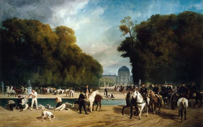 The Artillery camped in the Tuileries garden (late September 1870), circa 1871
