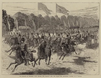 The Review in Windsor Park Before Her Majesty and the Shah, the Artillery Passing at a Gallop