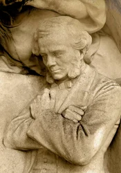 Detail of a sculpture depicting the composer Cesar Franck