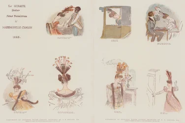 Facsimiles of Original Water Colour Drawings, Designed to Satirise the Fashion in Female Head-Dresses of the Year 1828