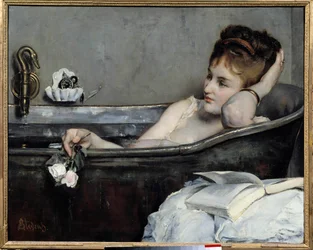 The bath or the woman in the bath or the bathtub. Painting by Alfred Stevens (1823-1906) 1867