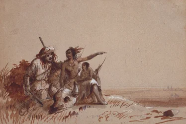 Kansas Indian Recounting to a Trapper, by Signs, the Migration of Buffalo, c.1837