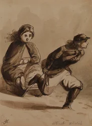 Street Sketch. Boy Gallantry