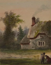 Two Figures Outside a Cottage