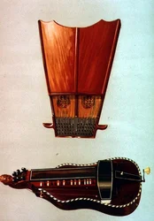 A bell harp and a hurdy gurdy, from 