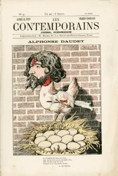 Cover of Les Contemporains, number 9, Satirical in Colors: Alphonse Daudet - Literature - Houle, Daudet Alphonse - Illustration by Alfred Le Pepetit