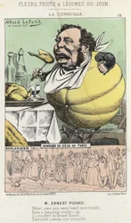 La Pumpkin: Caricature on Ernest Picard - illustration from 14/03/1871 in 