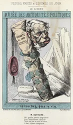 The Ivy: Cartoon on Jules Armand Dufaure (1798-1881) in ivy surrounding a roll of paper with 