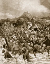 King Penda slain at Winwaedfield, 655, illustration from 