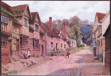 Houses formerly occupied by weavers, Kersey, Suffolk, from The Cottages and the Village Life of Rural England