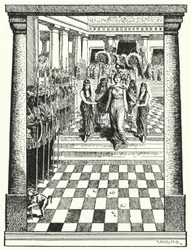 Dido, Queen of Carthage, preparing for her death after being left by Aeneas