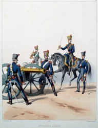 Napoleonic Army: Light Artillery. Engraving by Alfred De Marbot (19th Century) 1812. Malmaison, Chateau Museum