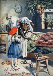 Little Red Riding Hood. Folk tale. Illustration by Vaccari and Carrey in 