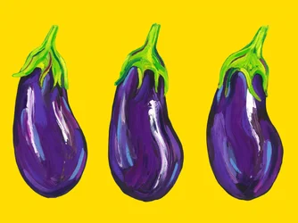 Three Sunny Eggplants