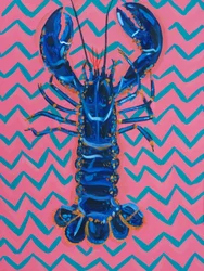 Vibrant Blue Lobster Chevron