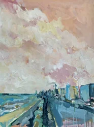 Pink Sky Cityscape