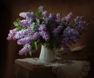 Lilac Still Life with Books