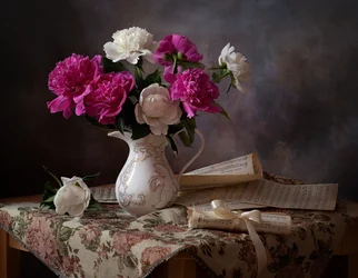 Peonies and Sheet Music