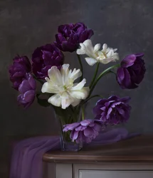 Purple White Tulip Bouquet