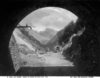 The Cipollaio tunnel on the railway section Arni-Iacco in the Apuane Alps in the province of Lucca
